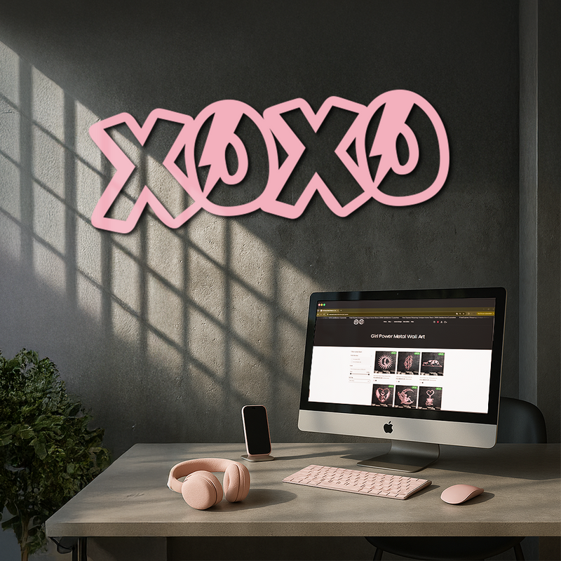 XOXO Word Art Metal Wall Decor – Modern Love Quote Design - KAFGP114 by Enova Art
