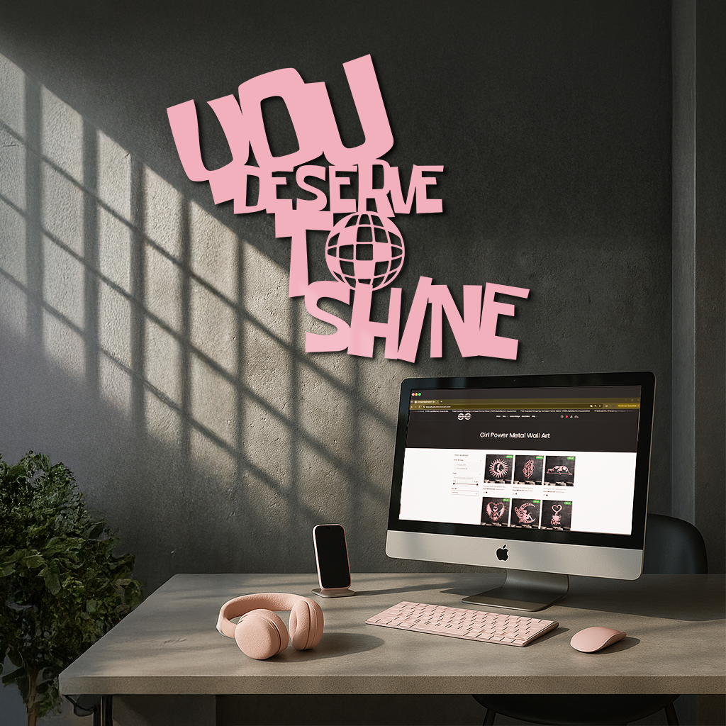 You Deserve to Shine Metal Wall Art – Motivational Disco Ball Design - KAFGP115 by Enova Art
