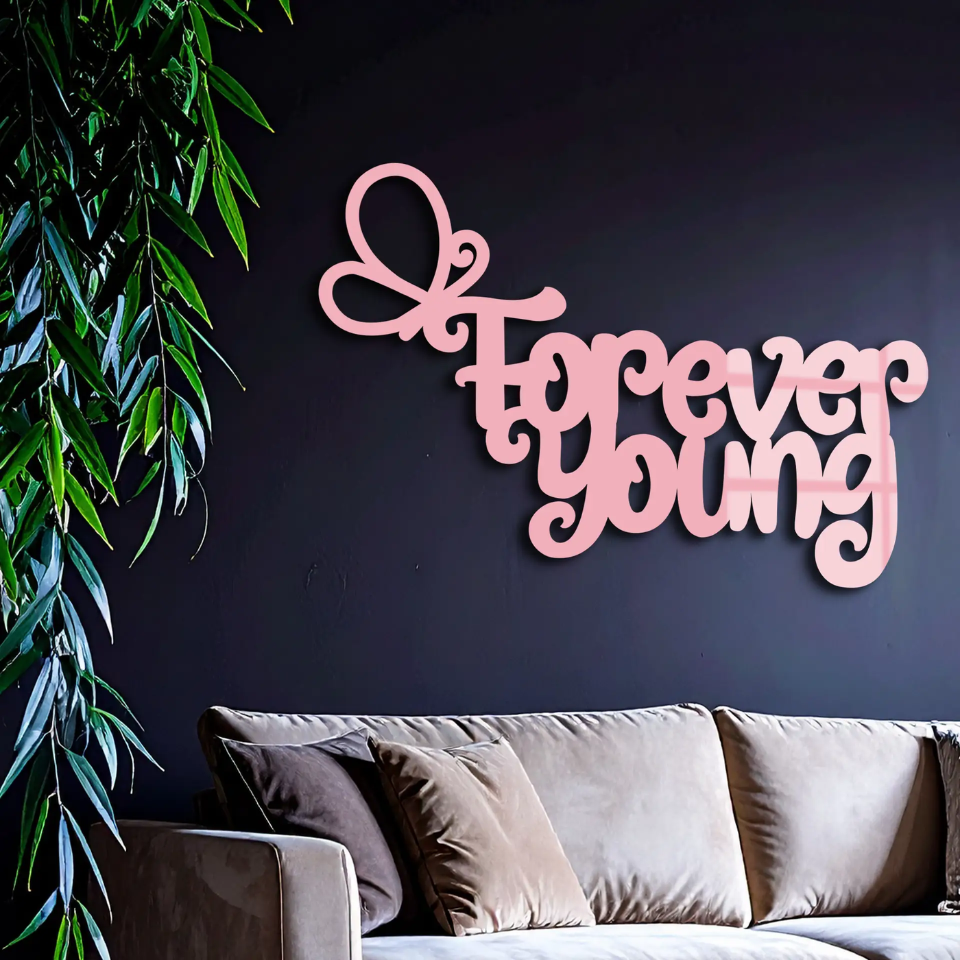 Forever Young Butterfly Script Metal Wall Art – Whimsical Home Decor - KAFGP117 by Enova Art