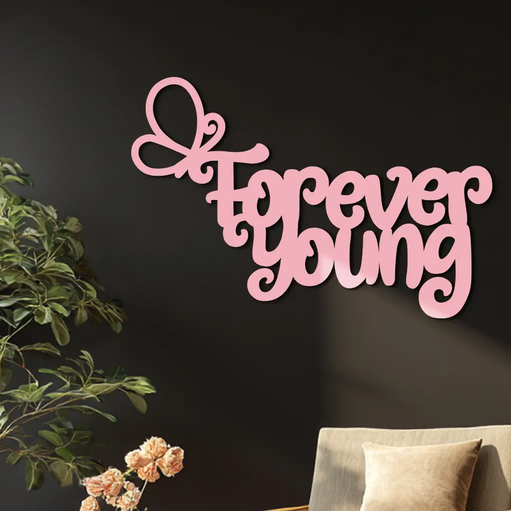 Forever Young Butterfly Script Metal Wall Art – Whimsical Home Decor - KAFGP117 by Enova Art