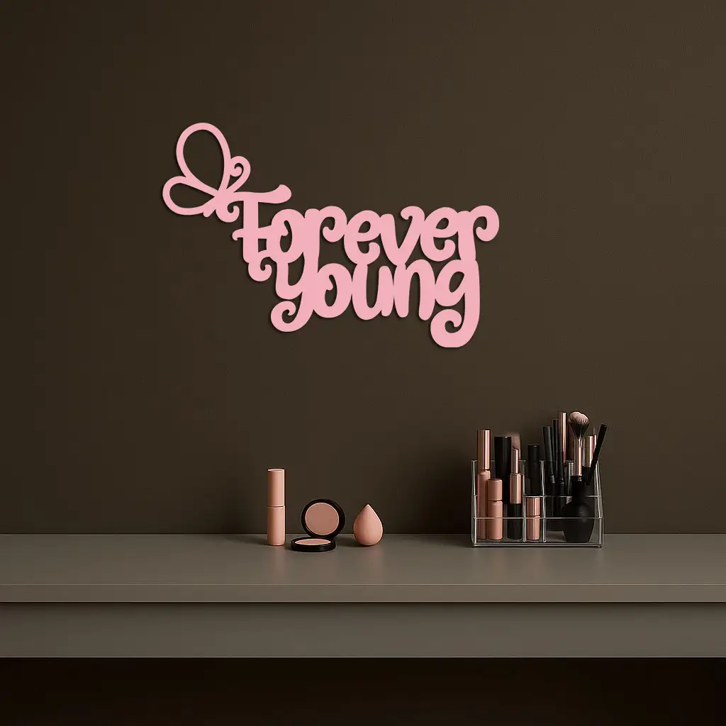 Forever Young Butterfly Script Metal Wall Art – Whimsical Home Decor - KAFGP117 by Enova Art