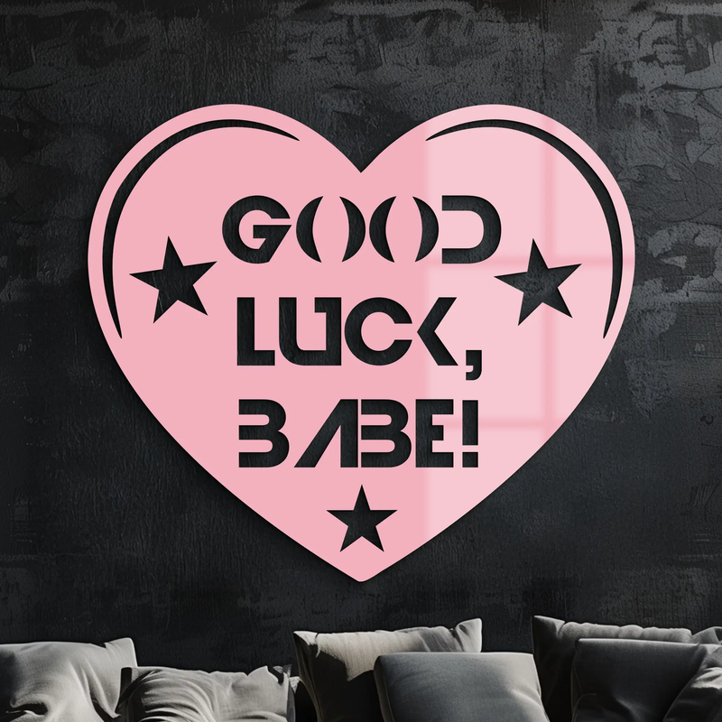Good Luck Babe Heart Metal Wall Art – Positive Vibes Star Design - KAFGP120 by Enova Art