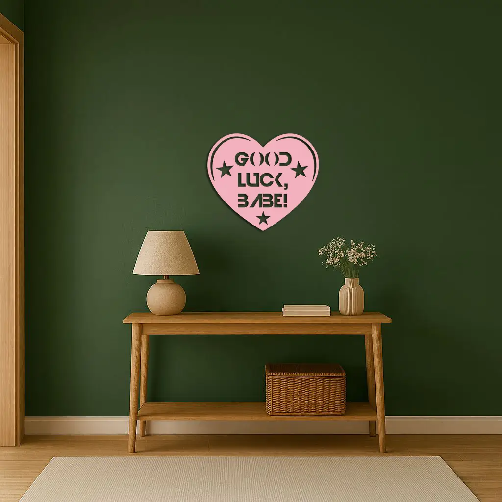 Good Luck Babe Heart Metal Wall Art – Positive Vibes Star Design - KAFGP120 by Enova Art