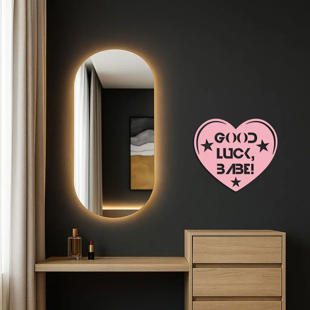 Good Luck Babe Heart Metal Wall Art – Positive Vibes Star Design - KAFGP120 by Enova Art
