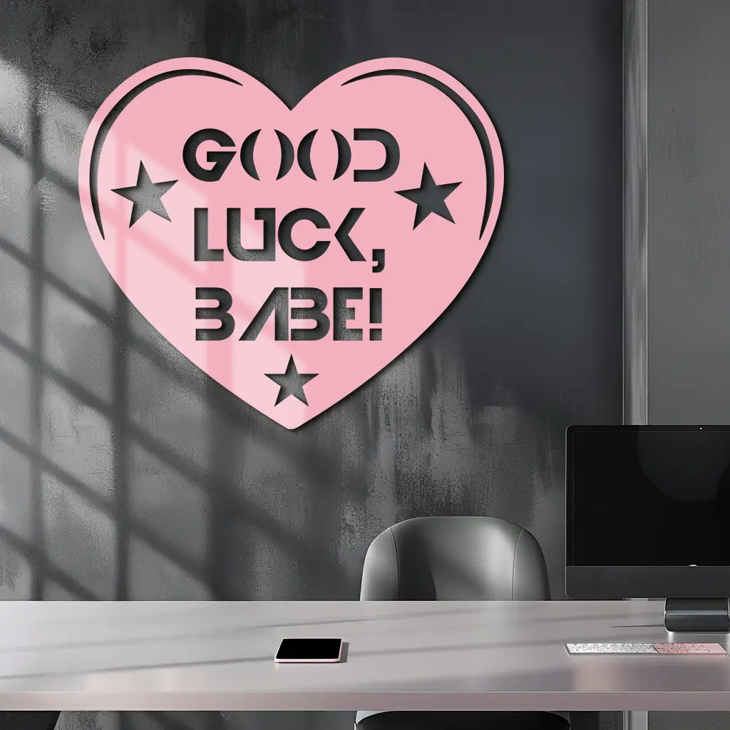 Good Luck Babe Heart Metal Wall Art – Positive Vibes Star Design - KAFGP120 by Enova Art