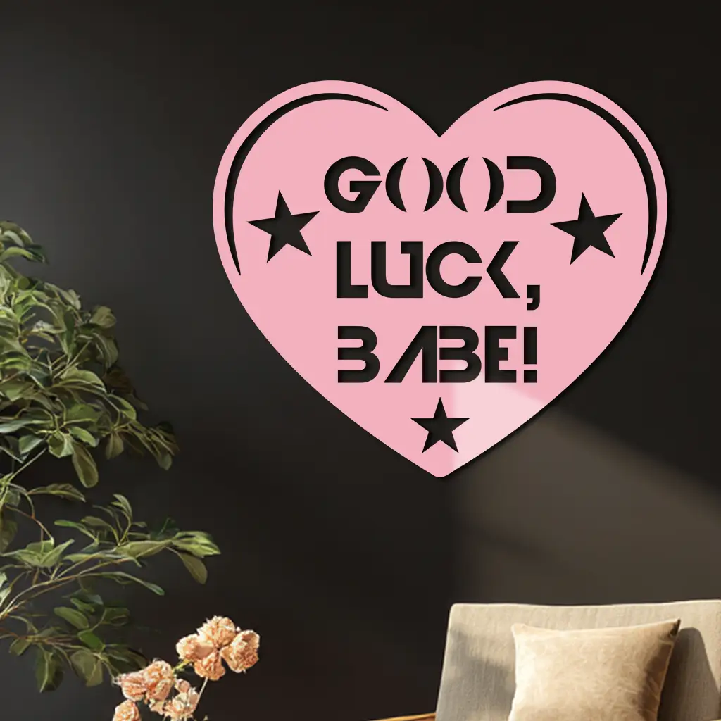 Good Luck Babe Heart Metal Wall Art – Positive Vibes Star Design - KAFGP120 by Enova Art