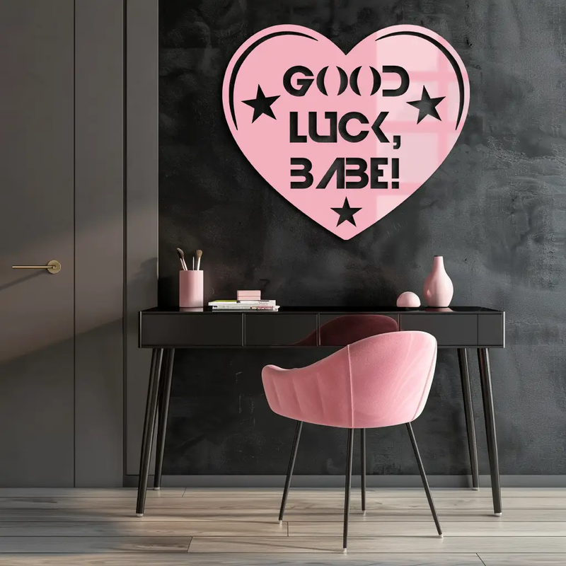 Good Luck Babe Heart Metal Wall Art – Positive Vibes Star Design - KAFGP120 by Enova Art
