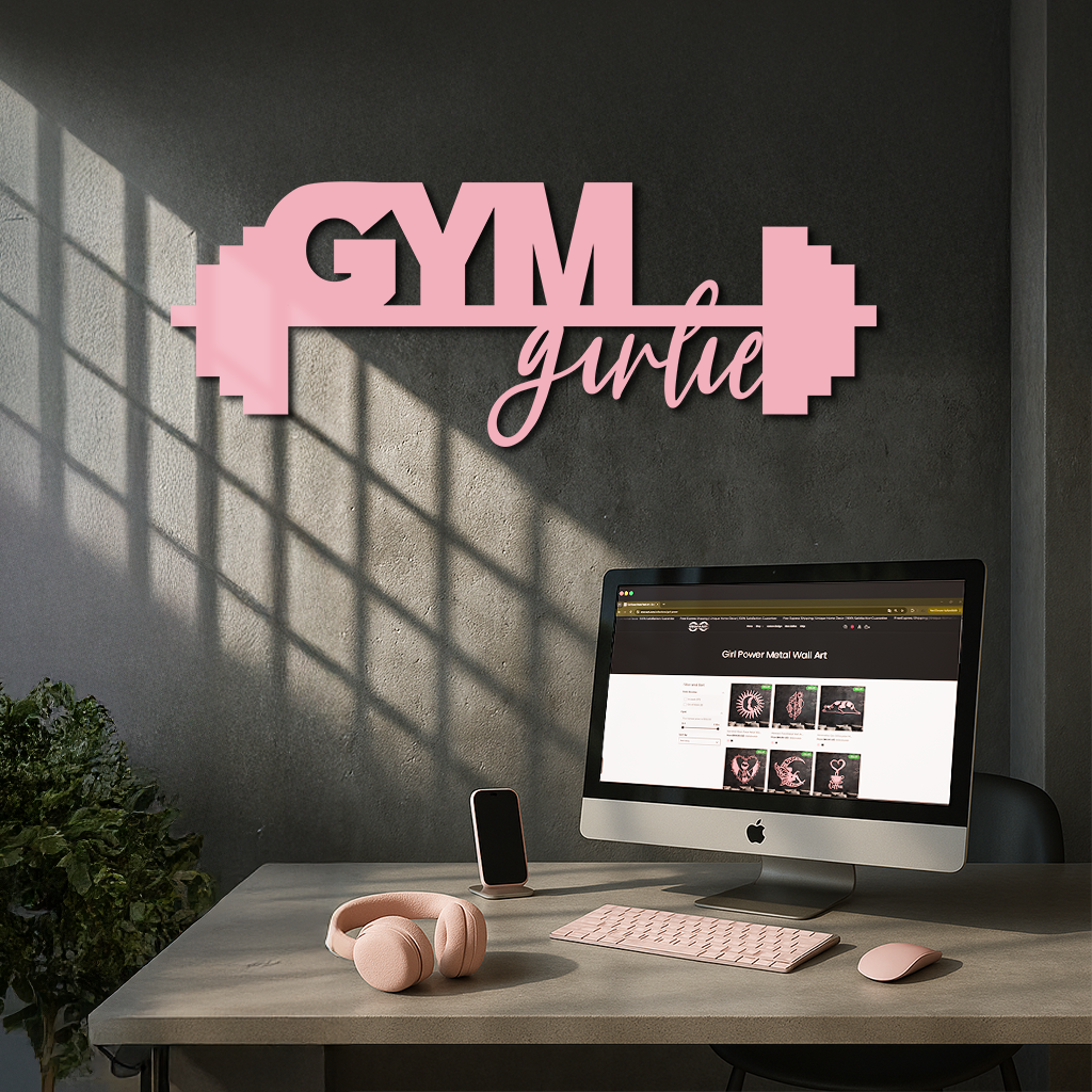 Gym Girlie Metal Wall Art – Fitness Motivational Home & Gym Decor - KAFGP121 by Enova Art