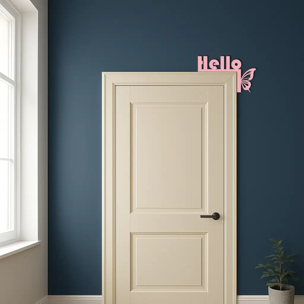 Hello Butterfly Metal Wall Art – Door Corner Decorative Sign - KAFGP122 by Enova Art