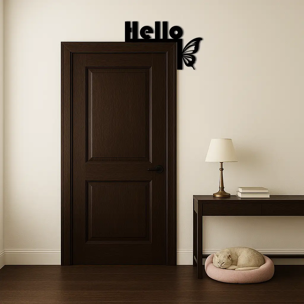 Hello Butterfly Metal Wall Art – Door Corner Decorative Sign - KAFGP122 by Enova Art