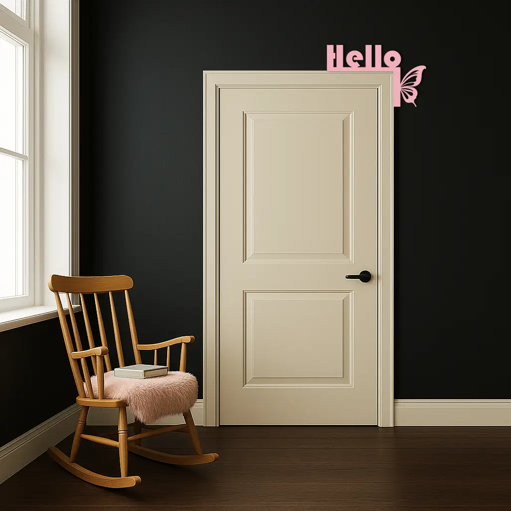 Hello Butterfly Metal Wall Art – Door Corner Decorative Sign - KAFGP122 by Enova Art