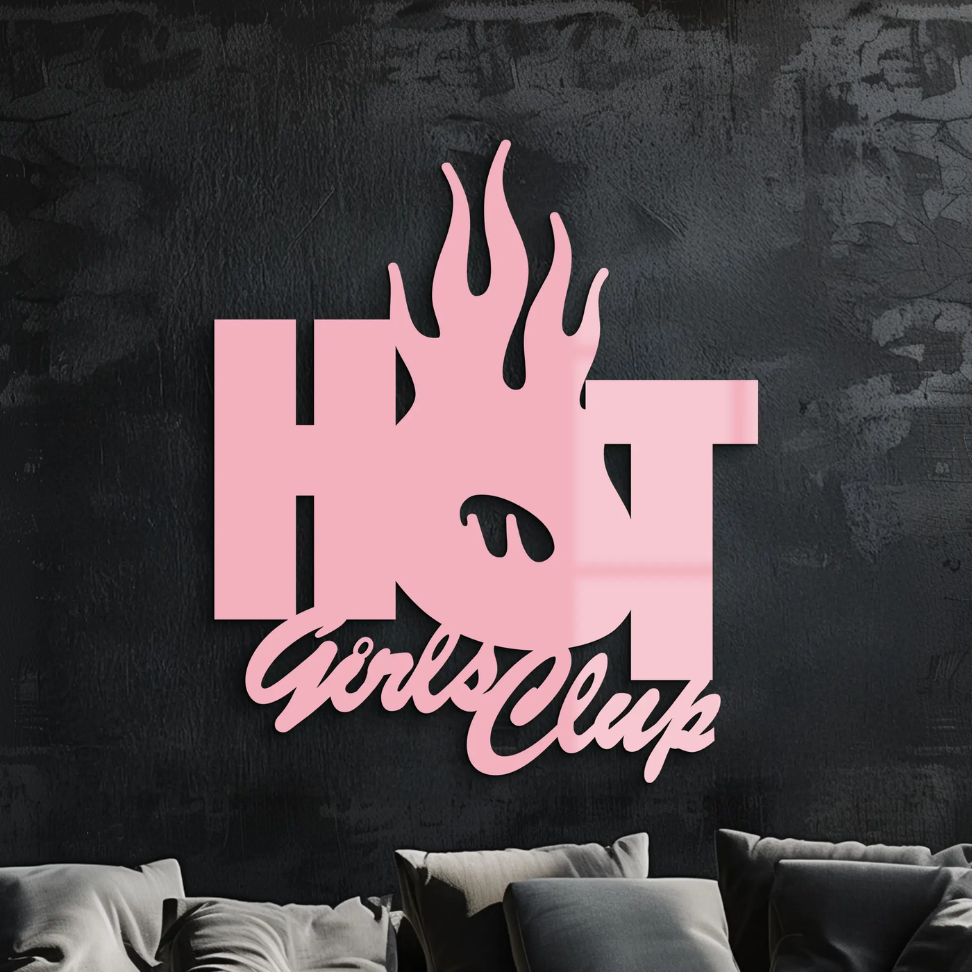 Hot Girls Club Metal Wall Art – Feminine Neon Style Home Decor - KAFGP123 by Enova Art