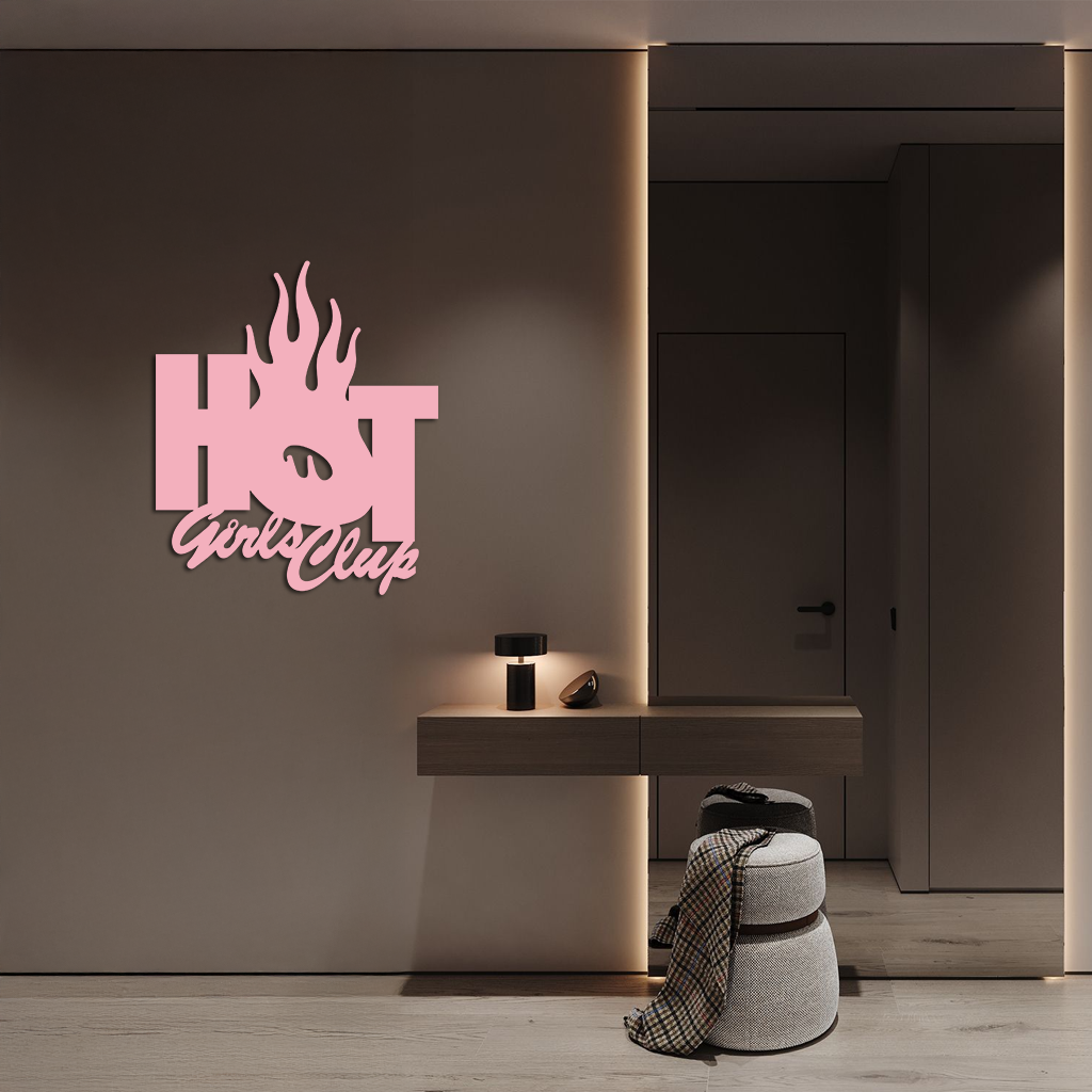 Hot Girls Club Metal Wall Art – Feminine Neon Style Home Decor - KAFGP123 by Enova Art