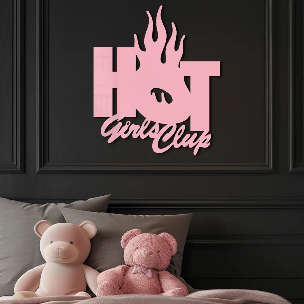 Hot Girls Club Metal Wall Art – Feminine Neon Style Home Decor - KAFGP123 by Enova Art