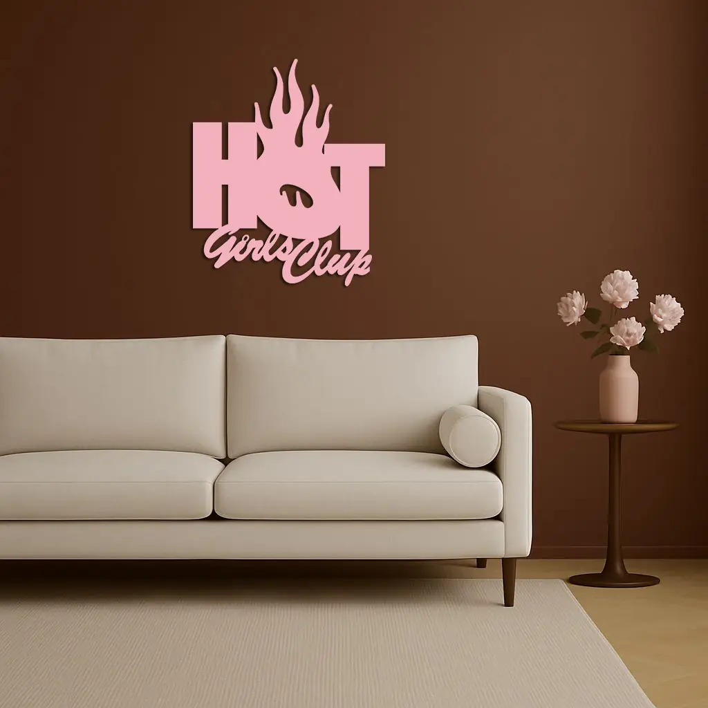 Hot Girls Club Metal Wall Art – Feminine Neon Style Home Decor - KAFGP123 by Enova Art