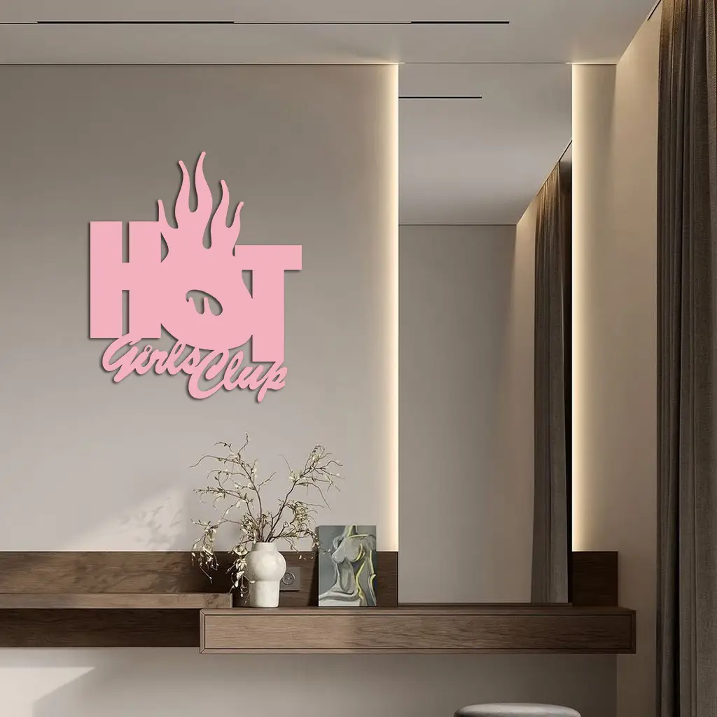 Hot Girls Club Metal Wall Art – Feminine Neon Style Home Decor - KAFGP123 by Enova Art