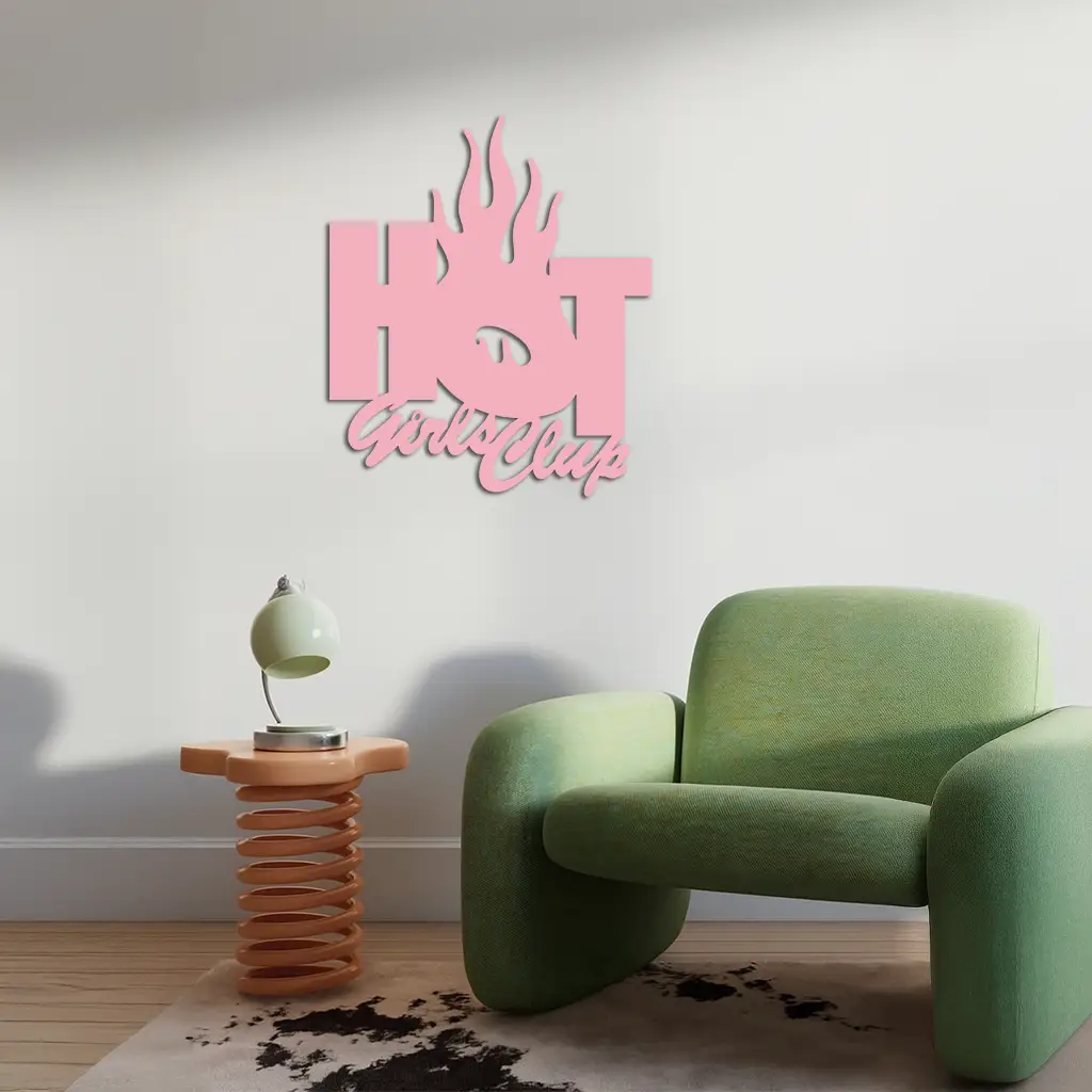 Hot Girls Club Metal Wall Art – Feminine Neon Style Home Decor - KAFGP123 by Enova Art