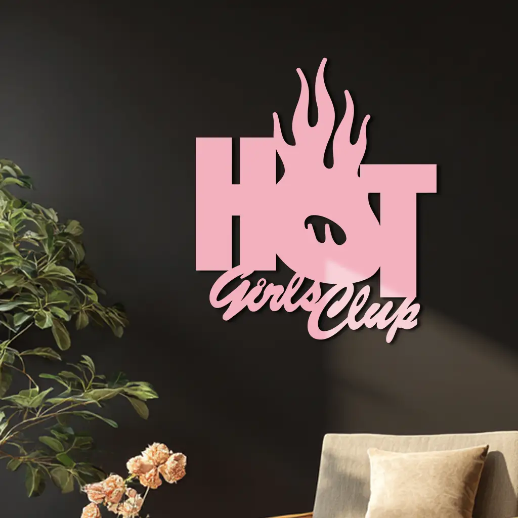 Hot Girls Club Metal Wall Art – Feminine Neon Style Home Decor - KAFGP123 by Enova Art