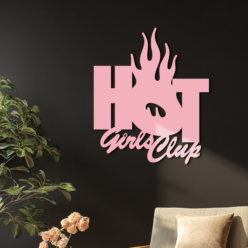 Hot Girls Club Metal Wall Art – Feminine Neon Style Home Decor - KAFGP123 by Enova Art