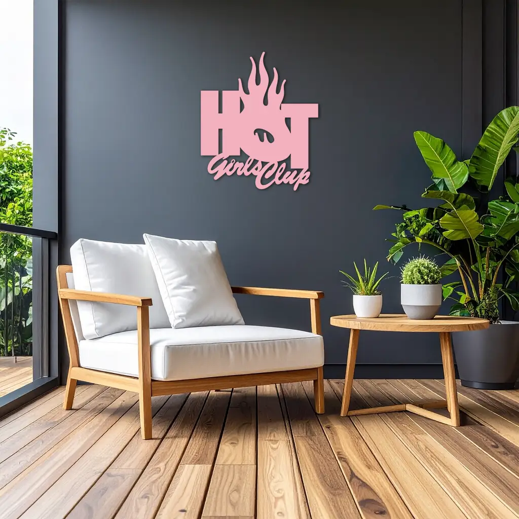 Hot Girls Club Metal Wall Art – Feminine Neon Style Home Decor - KAFGP123 by Enova Art