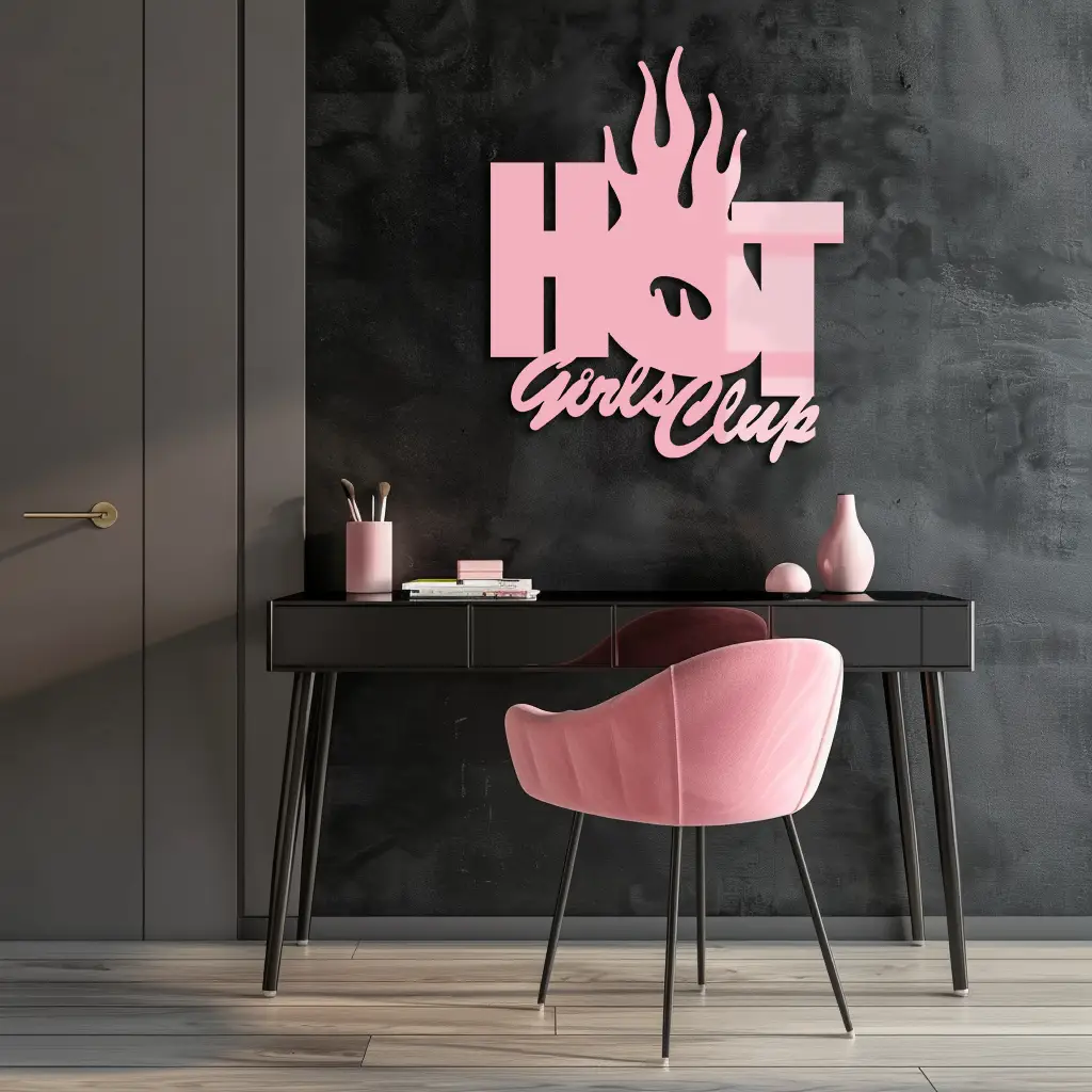 Hot Girls Club Metal Wall Art – Feminine Neon Style Home Decor - KAFGP123 by Enova Art