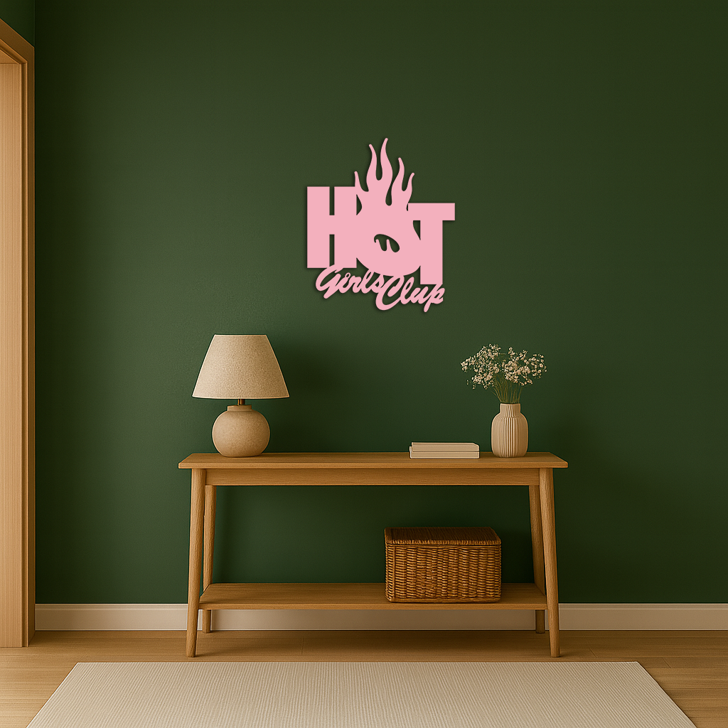 Hot Girls Club Metal Wall Art – Feminine Neon Style Home Decor - KAFGP123 by Enova Art