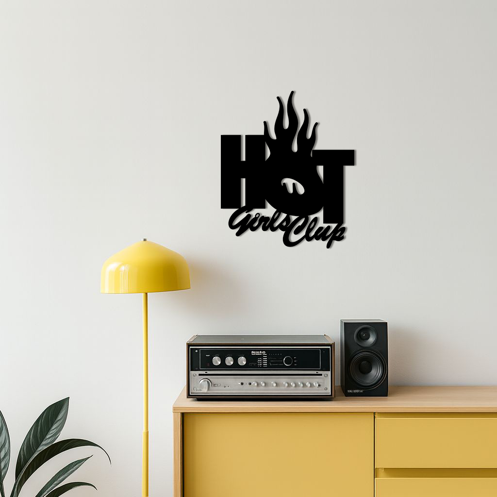 Hot Girls Club Metal Wall Art – Feminine Neon Style Home Decor - KAFGP123 by Enova Art