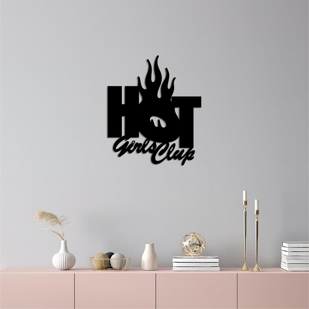 Hot Girls Club Metal Wall Art – Feminine Neon Style Home Decor - KAFGP123 by Enova Art