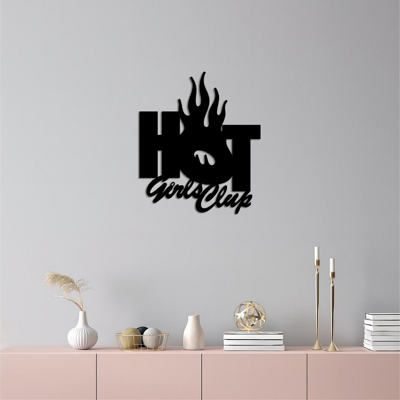 Hot Girls Club Metal Wall Art – Feminine Neon Style Home Decor - KAFGP123 by Enova Art