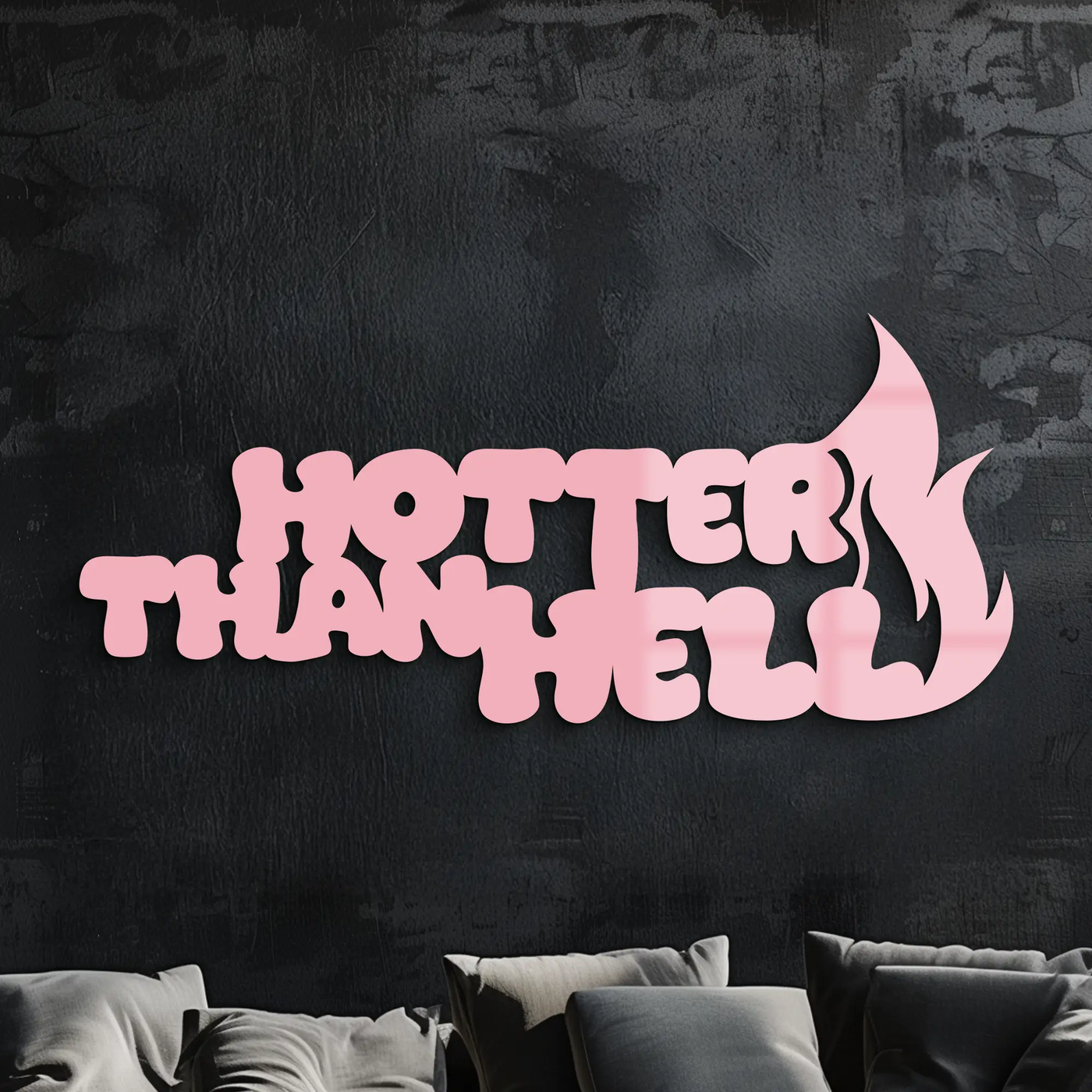 Hotter Than Hell Metal Wall Art – Bold Flame Typography Design - KAFGP124 by Enova Art