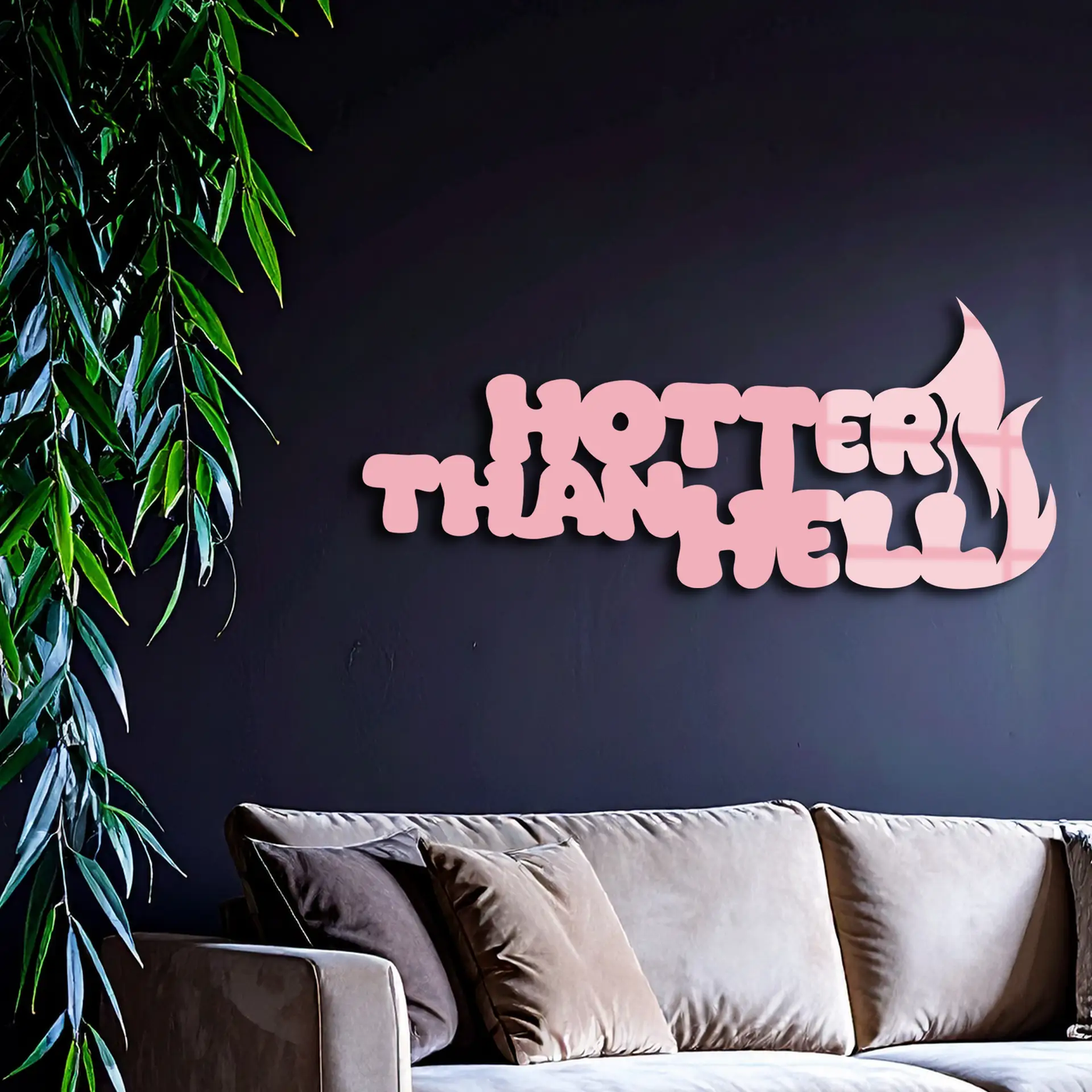 Hotter Than Hell Metal Wall Art – Bold Flame Typography Design - KAFGP124 by Enova Art