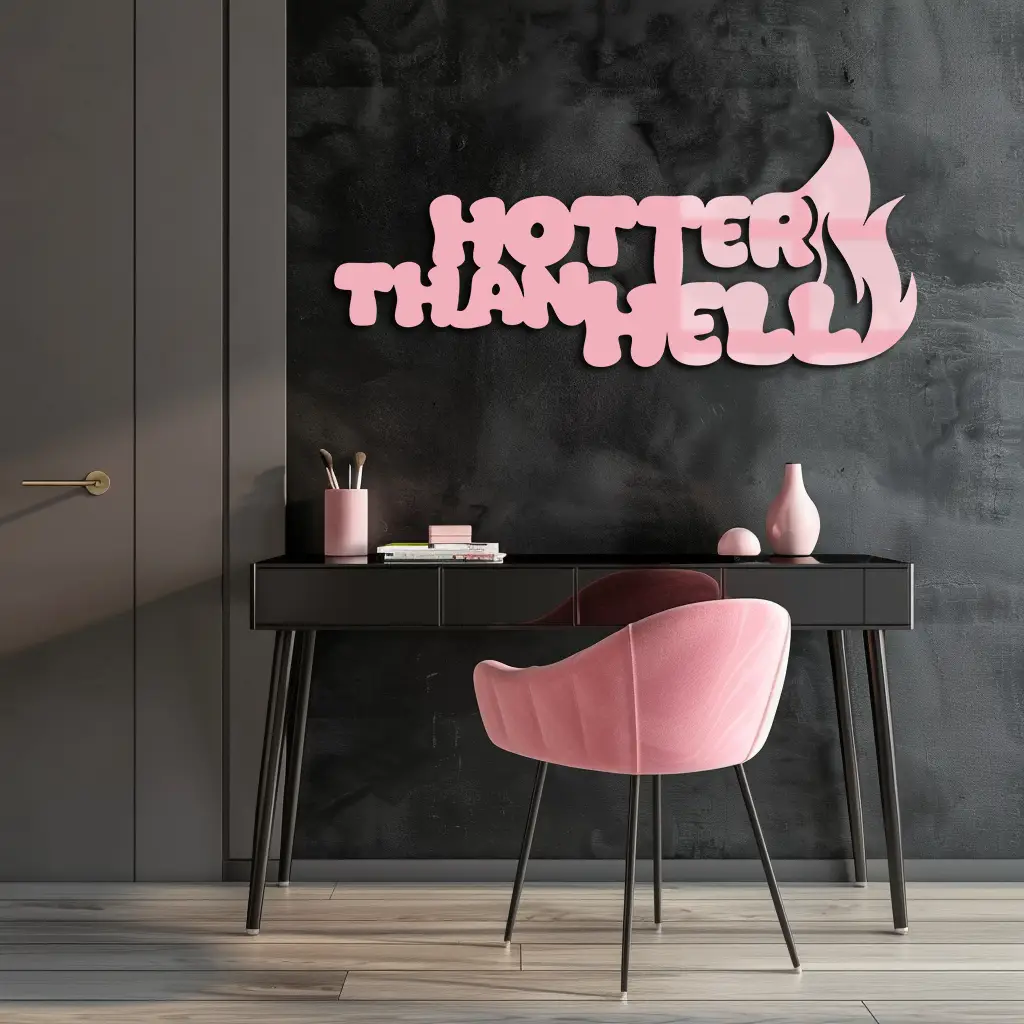 Hotter Than Hell Metal Wall Art – Bold Flame Typography Design - KAFGP124 by Enova Art