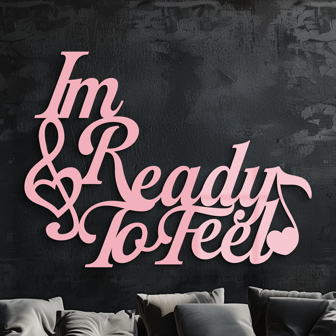 I'm Ready to Feel Quote Metal Wall Art – Musical Heart & Note Design - KAFGP126 by Enova Art