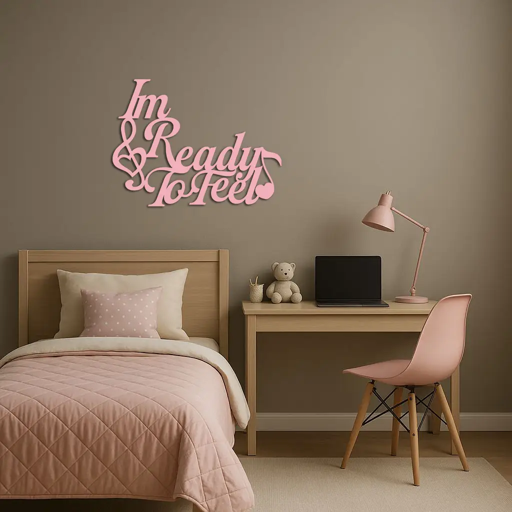 I'm Ready to Feel Quote Metal Wall Art – Musical Heart & Note Design - KAFGP126 by Enova Art