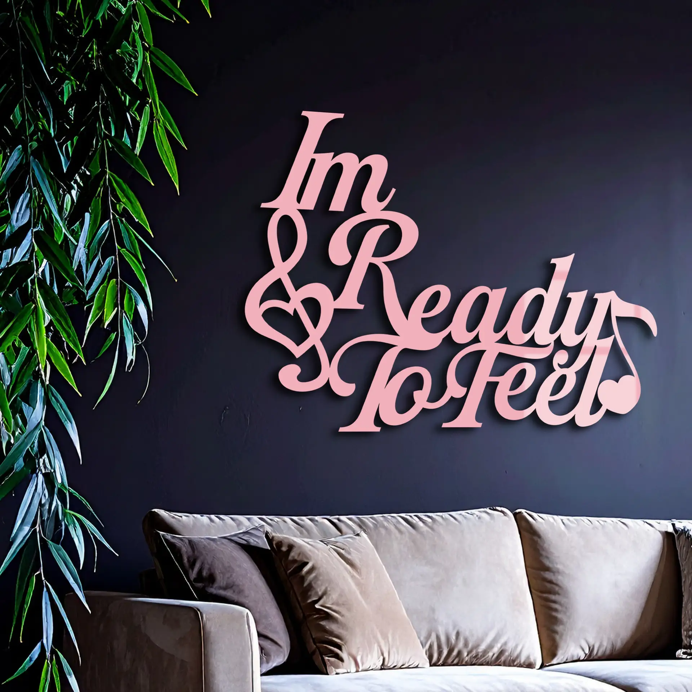 I'm Ready to Feel Quote Metal Wall Art – Musical Heart & Note Design - KAFGP126 by Enova Art