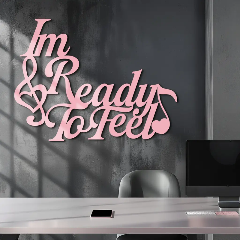 I'm Ready to Feel Quote Metal Wall Art – Musical Heart & Note Design - KAFGP126 by Enova Art