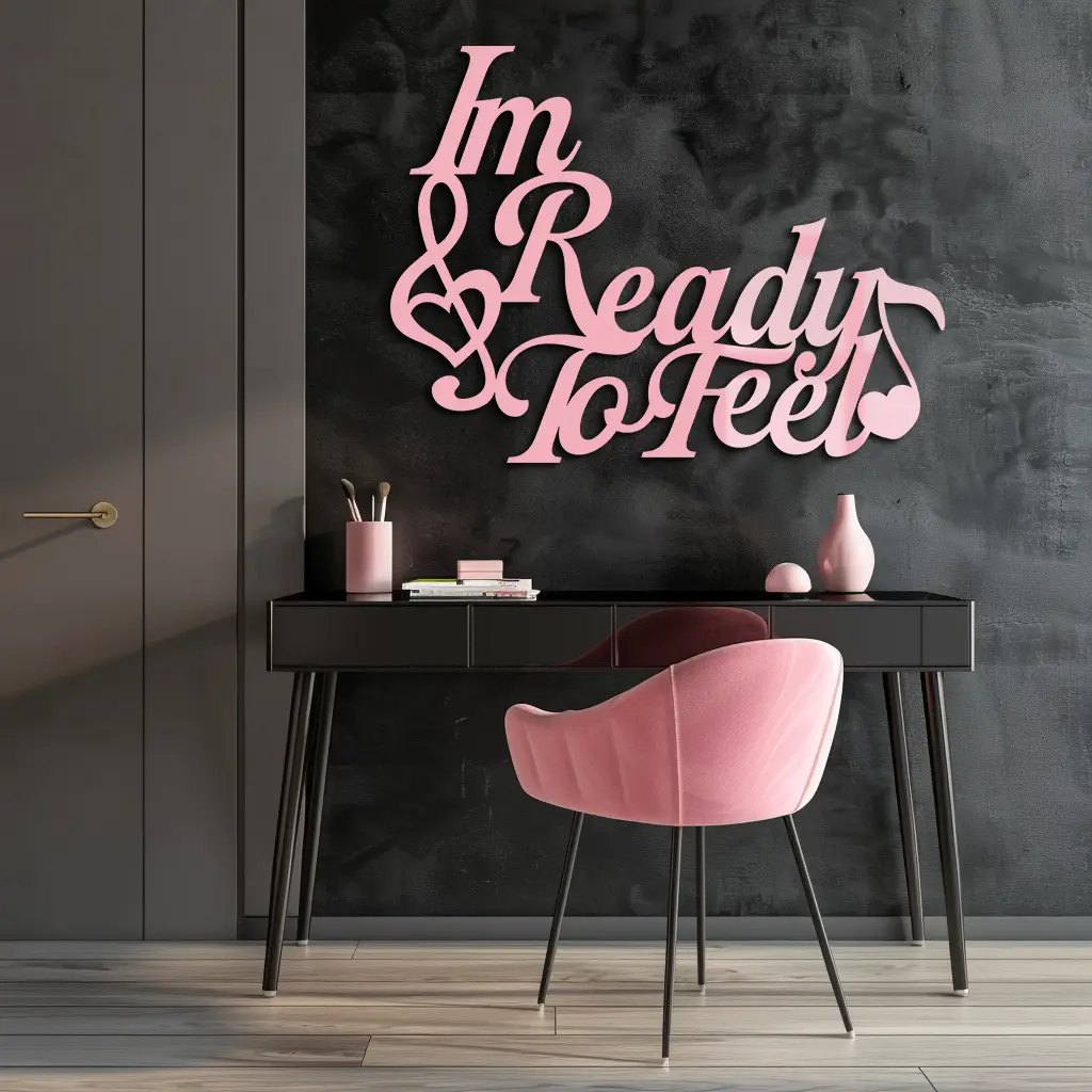 I'm Ready to Feel Quote Metal Wall Art – Musical Heart & Note Design - KAFGP126 by Enova Art