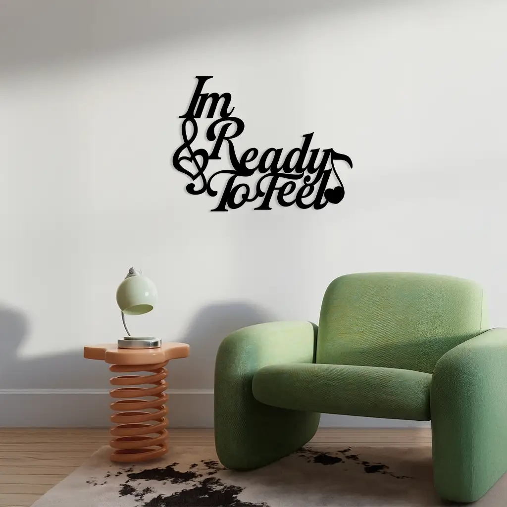 I'm Ready to Feel Quote Metal Wall Art – Musical Heart & Note Design - KAFGP126 by Enova Art