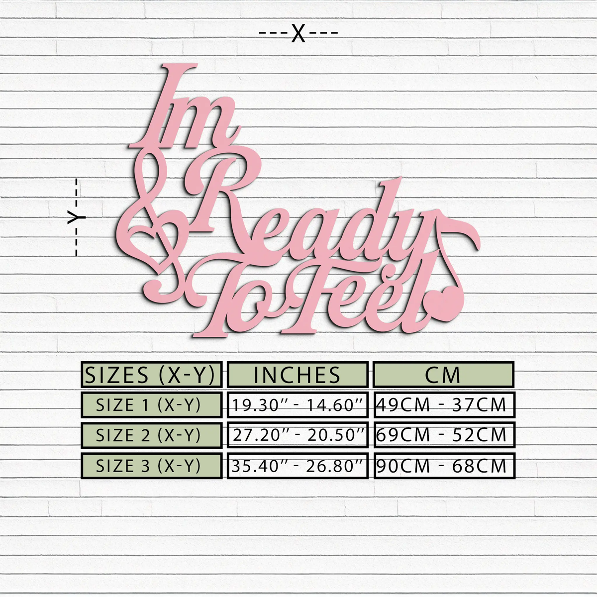 I'm Ready to Feel Quote Metal Wall Art – Musical Heart & Note Design - KAFGP126 by Enova Art