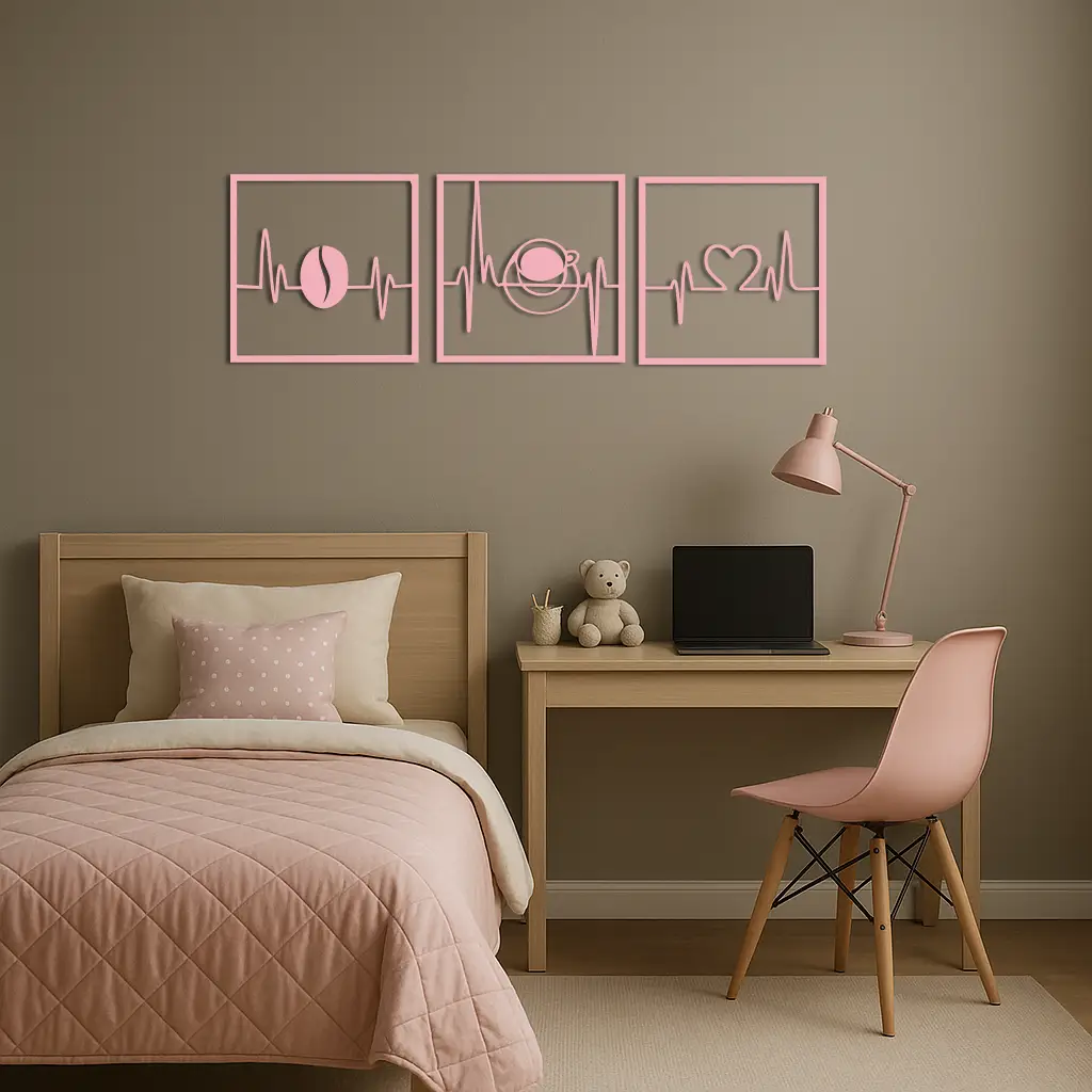 Coffee Heartbeat Metal Wall Art – 3 Panel Espresso Lover Decor - KAFGP128 by Enova Art