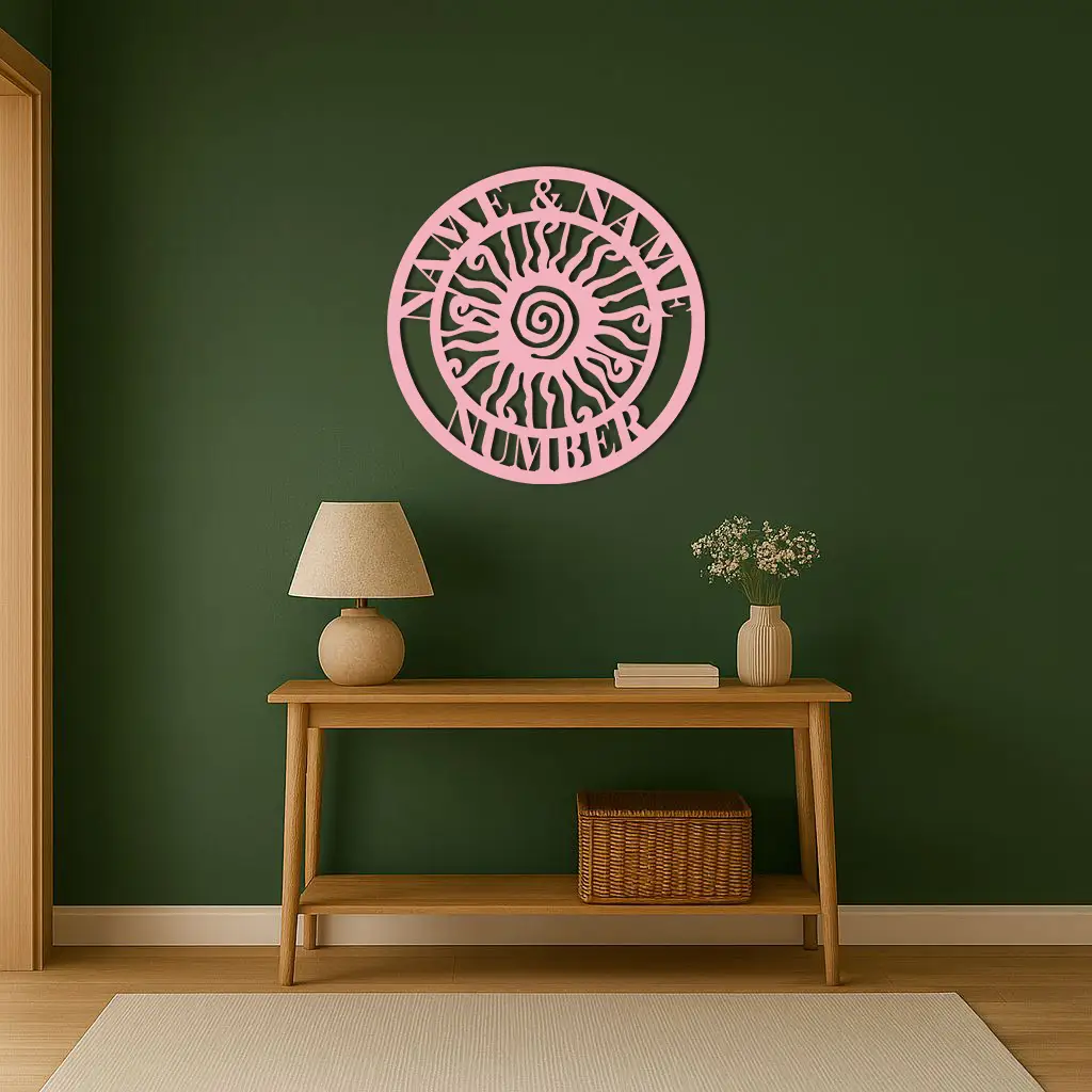 Personalized Sun Spiral Metal Wall Art – Custom Name & Number Outdoor Decor - KAFGP129 by Enova Art