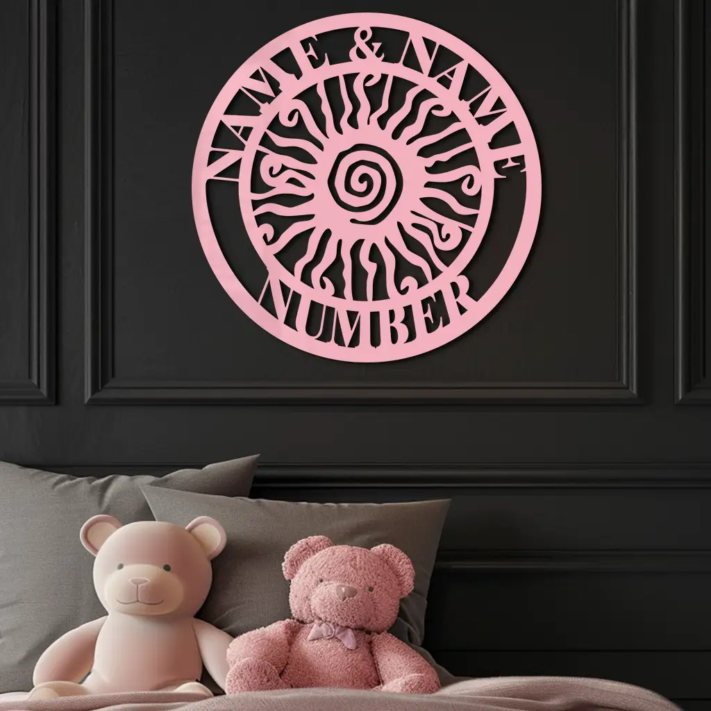 Personalized Sun Spiral Metal Wall Art – Custom Name & Number Outdoor Decor - KAFGP129 by Enova Art