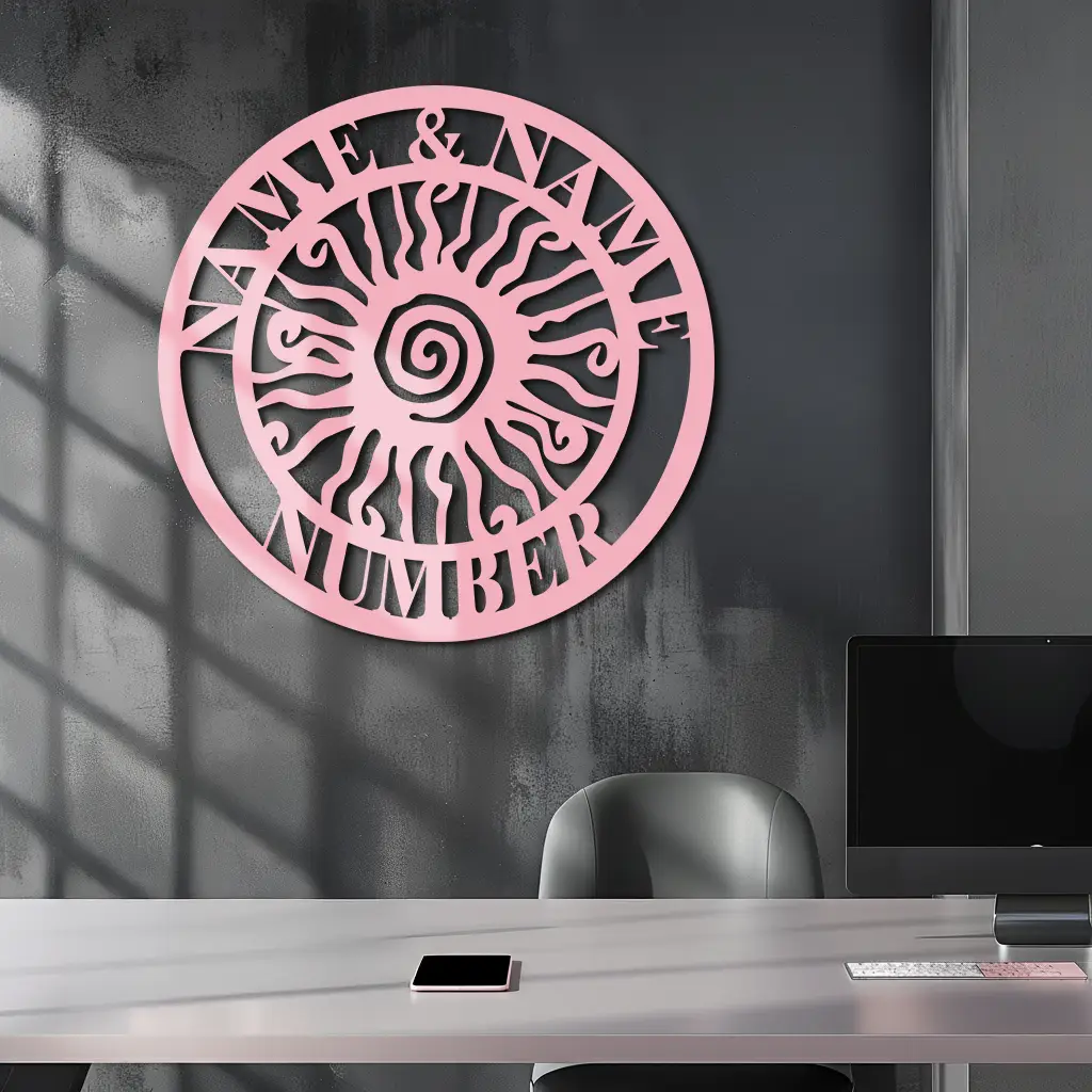 Personalized Sun Spiral Metal Wall Art – Custom Name & Number Outdoor Decor - KAFGP129 by Enova Art