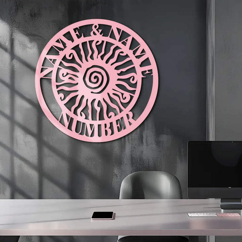 Personalized Sun Spiral Metal Wall Art – Custom Name & Number Outdoor Decor - KAFGP129 by Enova Art