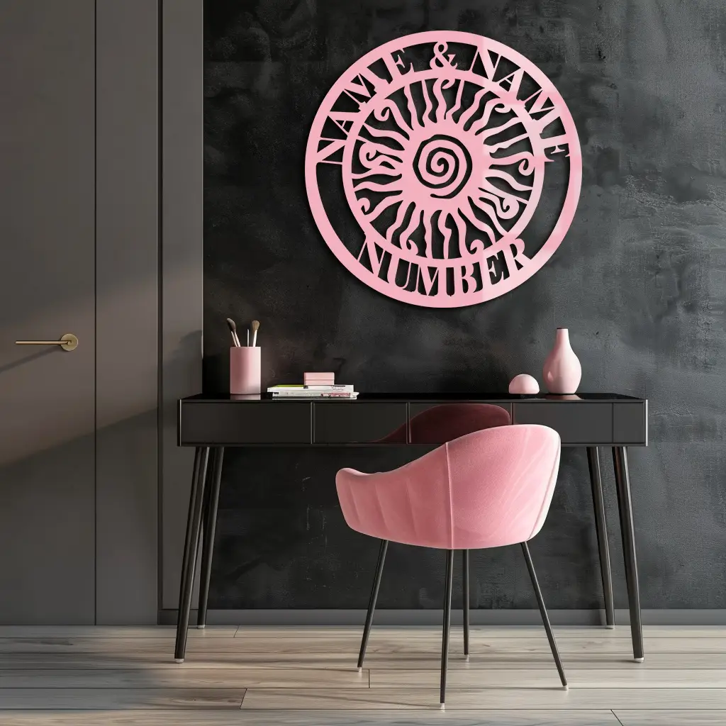 Personalized Sun Spiral Metal Wall Art – Custom Name & Number Outdoor Decor - KAFGP129 by Enova Art