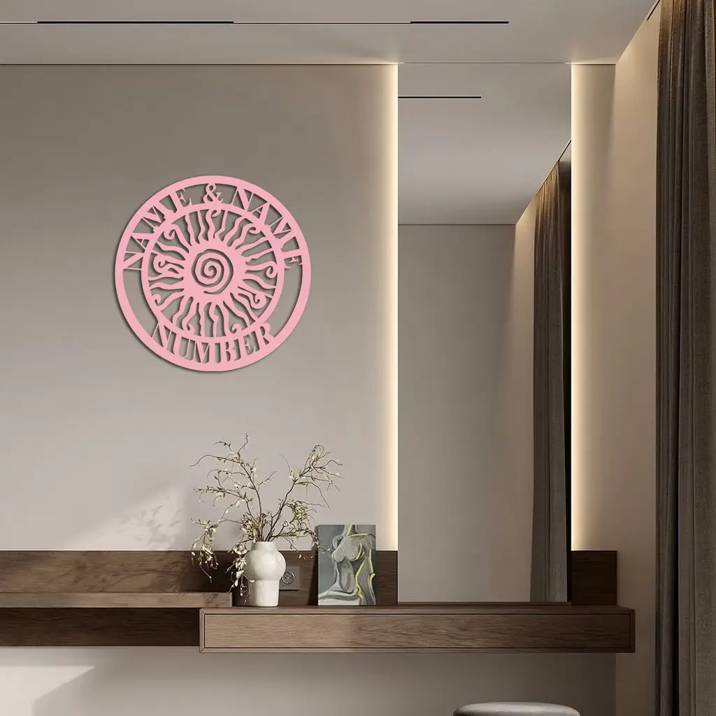 Personalized Sun Spiral Metal Wall Art – Custom Name & Number Outdoor Decor - KAFGP129 by Enova Art