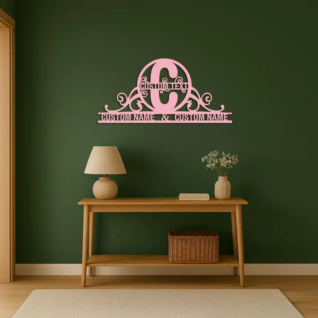 Personalized Initial Monogram Metal Wall Art – Custom Family Name Sign - KAFGP130 by Enova Art