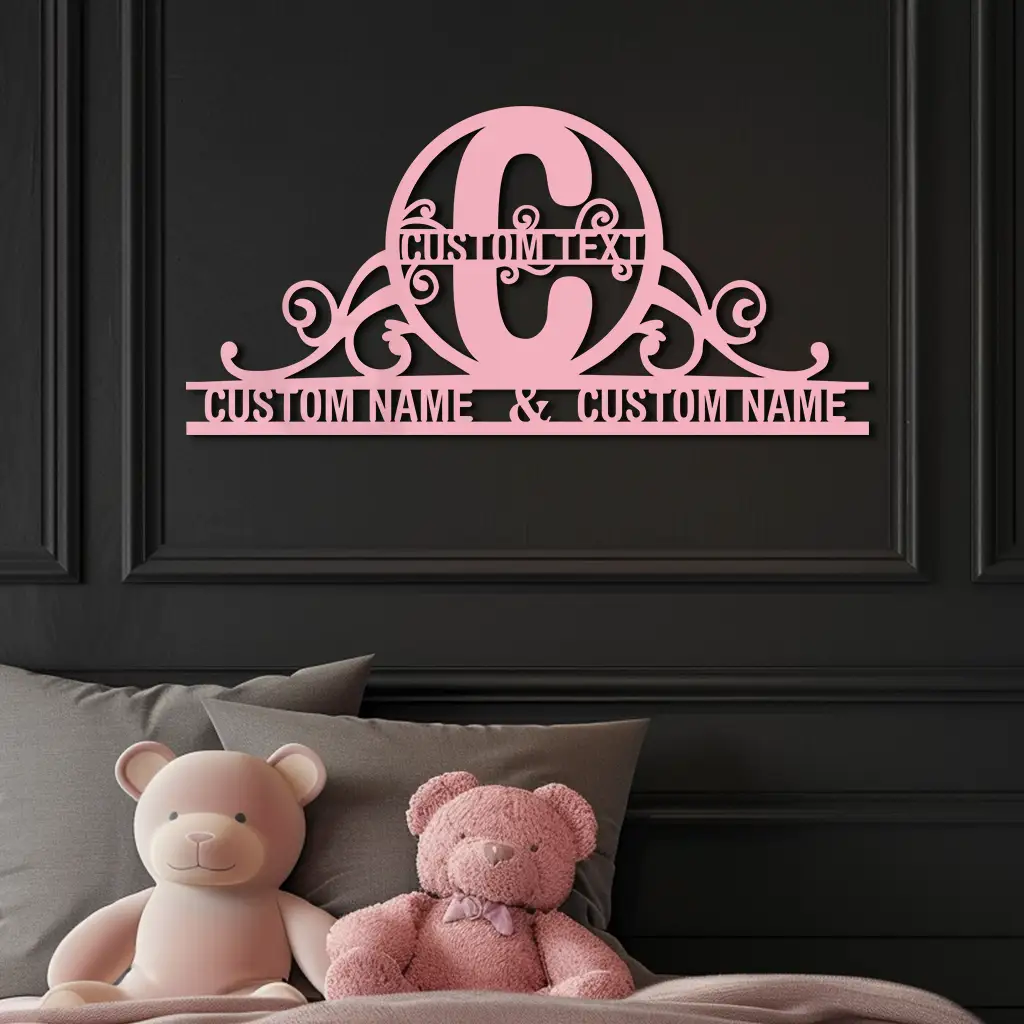 Personalized Initial Monogram Metal Wall Art – Custom Family Name Sign - KAFGP130 by Enova Art