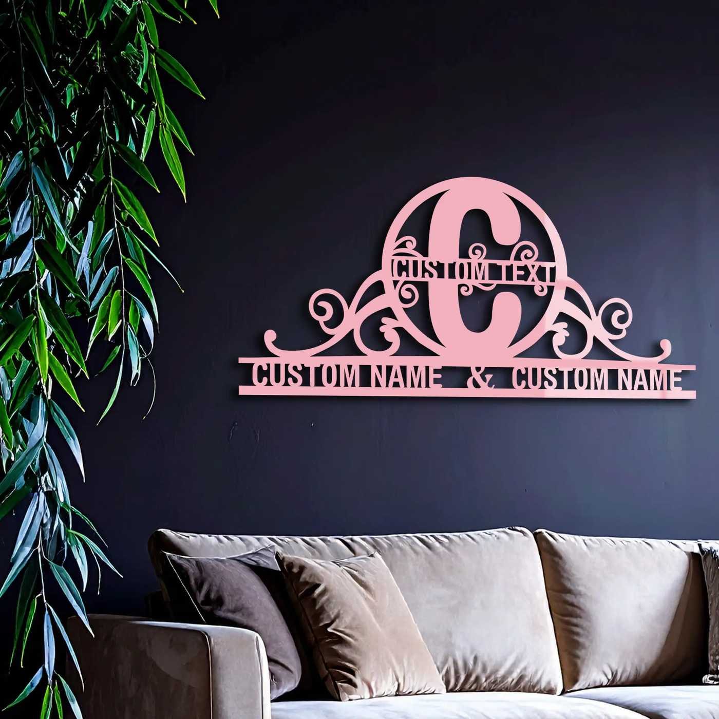 Personalized Initial Monogram Metal Wall Art – Custom Family Name Sign - KAFGP130 by Enova Art