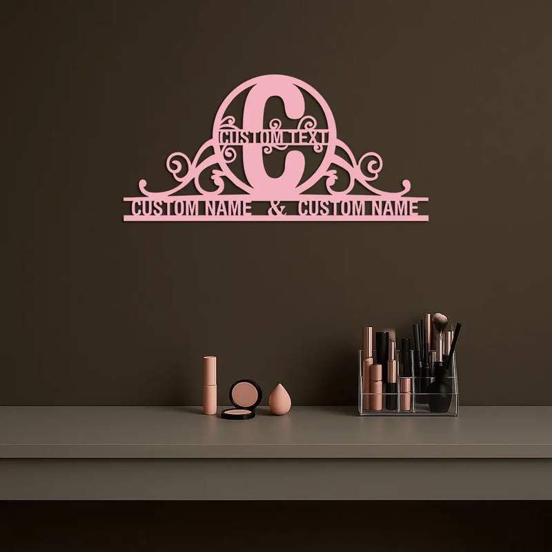 Personalized Initial Monogram Metal Wall Art – Custom Family Name Sign - KAFGP130 by Enova Art